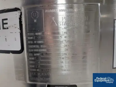 USED Precision 200 Liter Precision Stainless Reactor, 316L S/S, 45/90#
