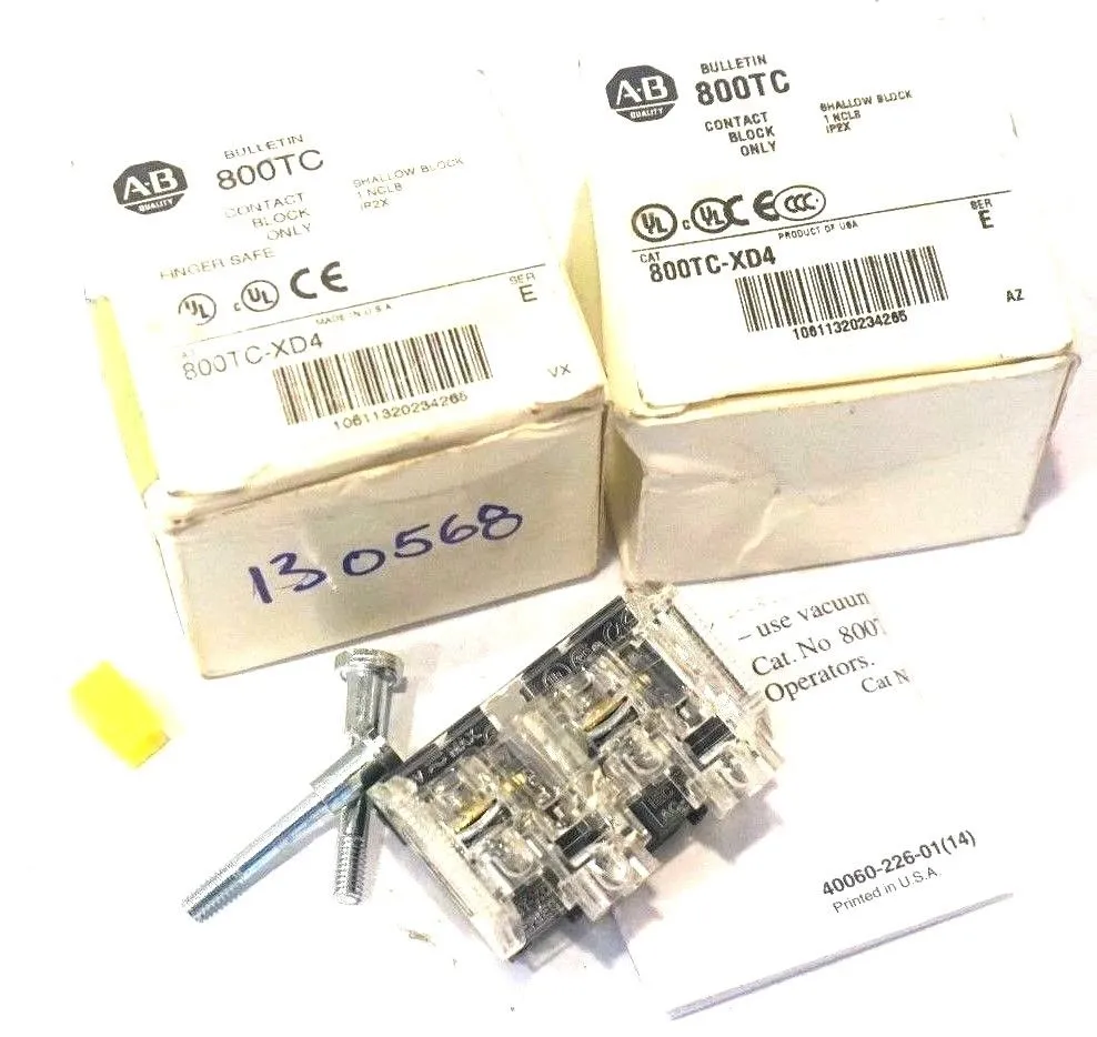 2 NEW ALLEN BRADLEY 800TC-XD4 SER. E CONTACT BLOCKS 800TCXD4