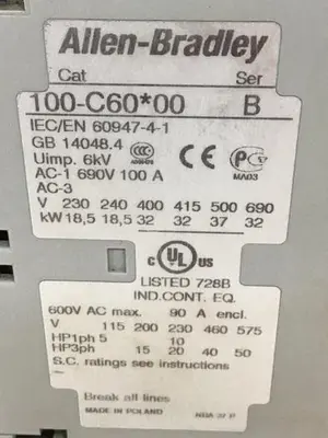 USED ALLEN BRADLEY 100-C60.00 SER B
