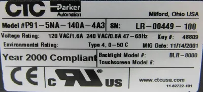 USED PARKER P91-5NA-140A-4A3 OPERATOR CONTROL PANEL P915NA140A4A3