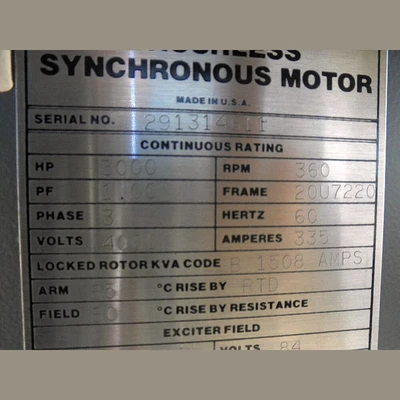 Horizontal 3000 hp Synchronous Electric Motor