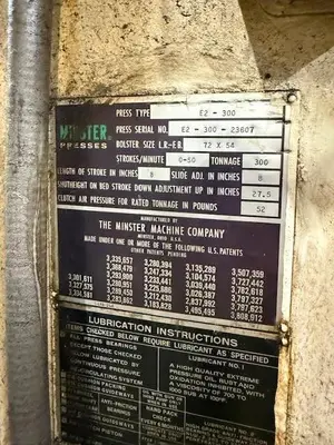 USED 1978 MINSTER E2 300-72-54