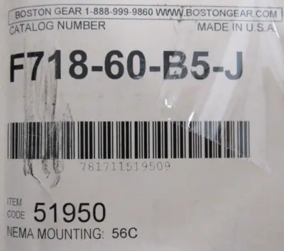 NEW BOSTON GEAR F718-60-B5-J GEAR REDUCER 60:1 F71860B5J