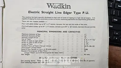 USED WADKIN PU 1319 USED HEAVY DUTY STRAIGHT LINE RIPSAW