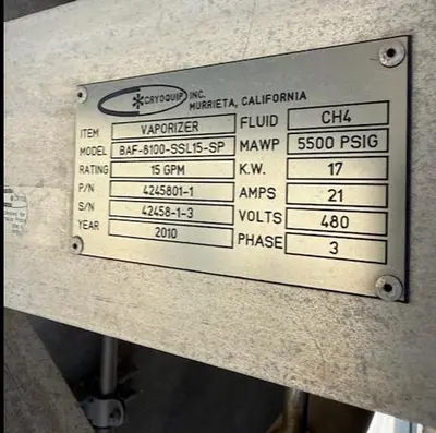 USED 2010 CRYOQUIP BAF-8100-SSL15-SP