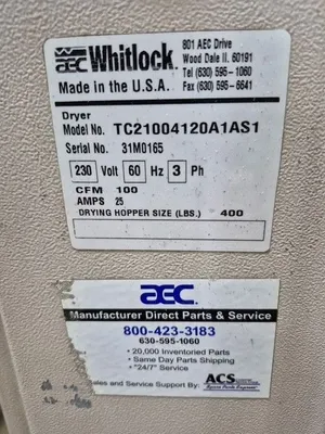 2001 AEC WHITLOCK TC21004120A1AS1 PLASTICS DRYER | Machinery Network (4)