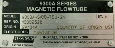 USED FOXBORO 9303A-SIBB-TBJ-GN MAGNETIC FLOWTUBE 9303ASIBBTBJGN