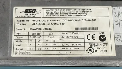 SSD DRIVES 690PB/0022/400/3/0/0021/US/0/0/0/0/0/007 General Purpose AC Drives | ESS Industrial Equipment Sales (8)