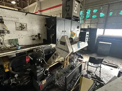 Used 2013 FUJI ANW 35 TWIN TURRET CNC LATHE, TAIL STOCK WITH ROBOT LOAD/UNLOAD AND STOCKER TABLES CNC Lathes | Harbor Machinery Inc. #1283394