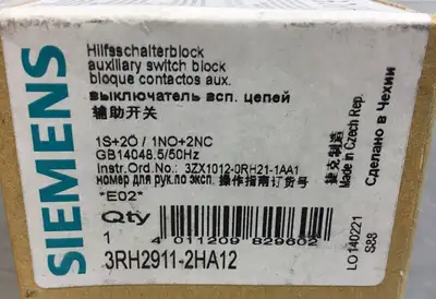 Siemens Snap On Auxillary Switch Block 3RH2911-2HA12 4B
