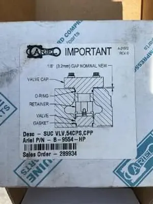 Ariel 54cps Suction Valve PN B-9554-HP