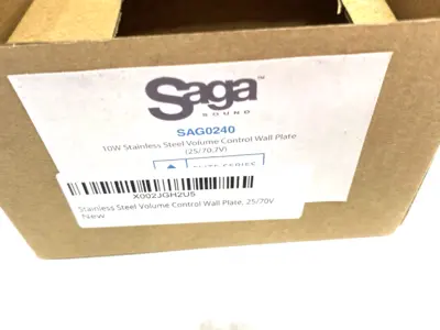 USED SAGA ELITE STAINLESS STEEL VOLUME CONTROL WALL PLATE (10W, 25 & 70V)