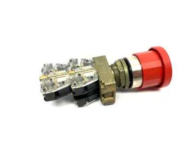 800E-A2L | Push/Pull Emergency Stop Pushbutton, Red Mushroom Head, Metal Collar 22mm - Used