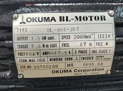 OKUMA BL-80E-20T Servo Motors | Great American Equipment Company (5)