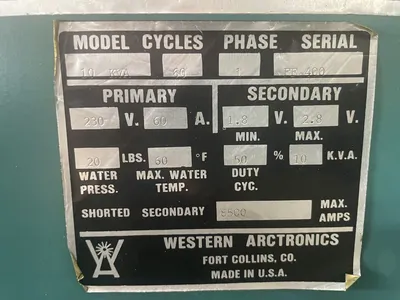 WESTERN ARCTRONICS 10 kVA WELDERS, SPOT, ROCKER ARM | Wheeler Machinery Sales (7)