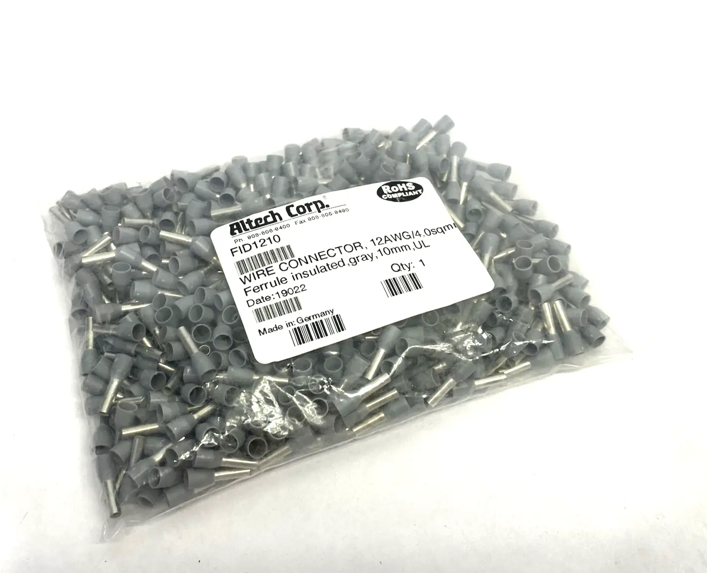 New | in-Stock Altech Single Insulated Wire Ferrule Crimp 12 AWG : 4 mm² 500-PACK Terminal Blocks Michigan US | Maverick Industrial Sales #1390904
