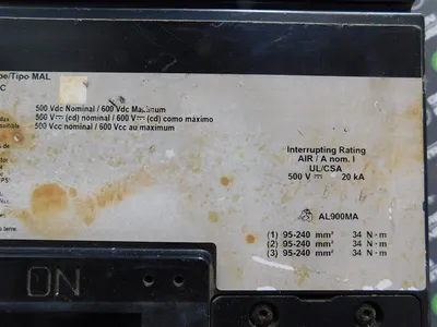 Square D MHL3660033DC Circuit Breaker 600A S2 600VDC Max. 500VDC Nominal Used