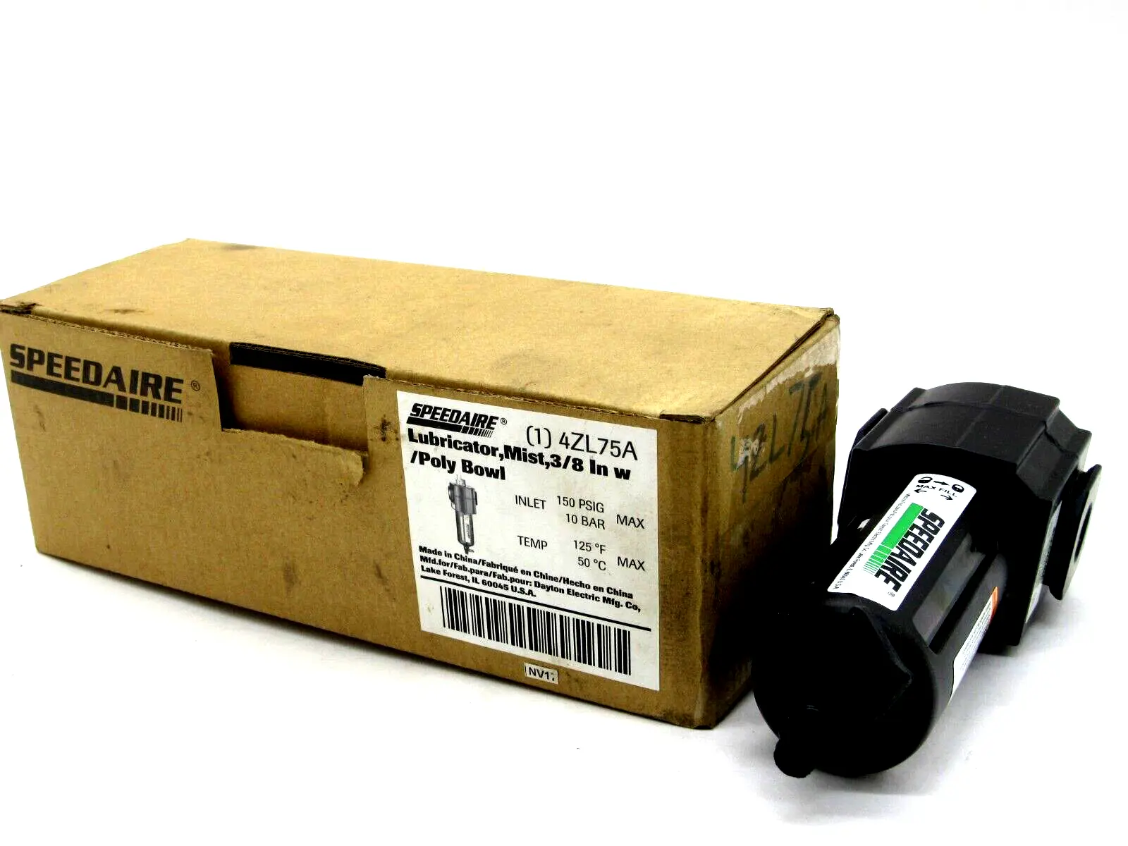 NEW SPEEDAIRE 4ZL75A AIRLINE LUBRICATOR 3/8INCH, 75CFM, 150PSI