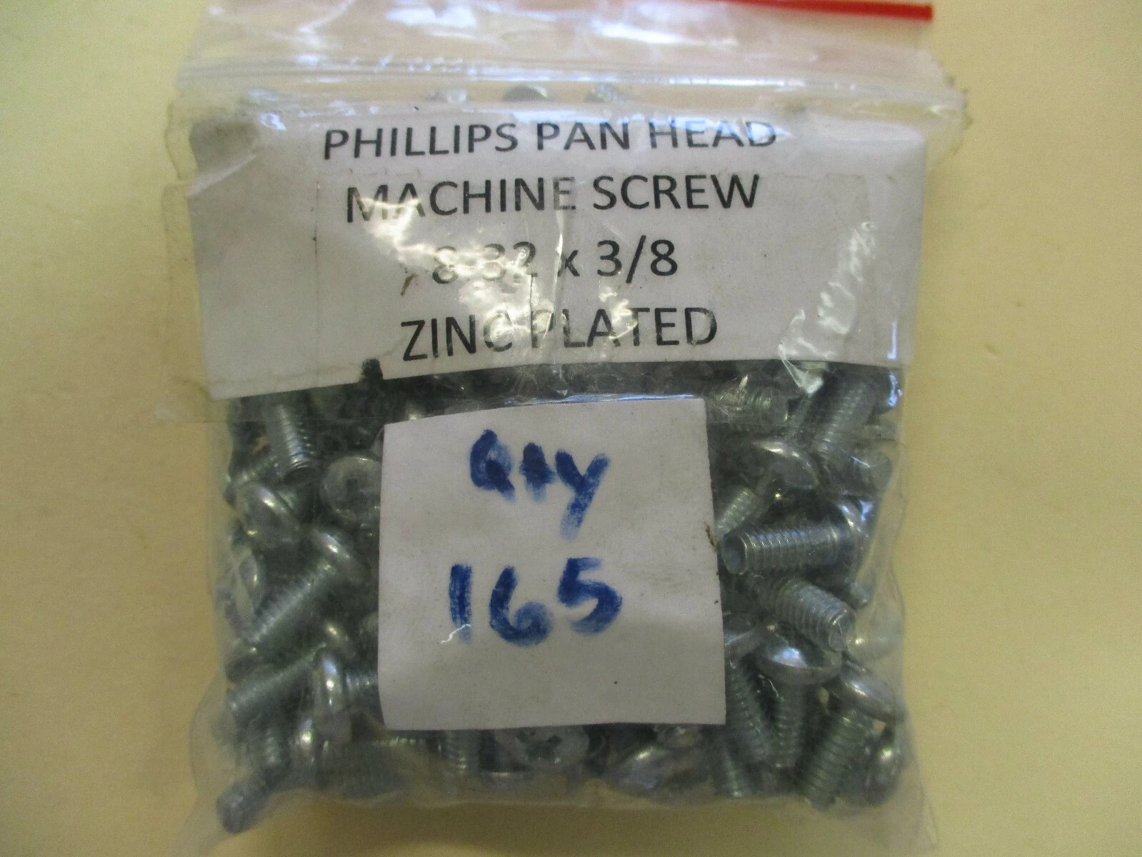 Phillips 8-32X3/8" New Zinc Plated Pan Head Machine Screws (QTY 165)