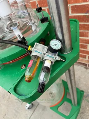 Used CHEMGLASS 50 LITER JACKETED GLASS REACTOR W/ CHEMGLASS AIR DRIVEN STIRRER MOTOR Reactors California US | Equipment Lab #1281329