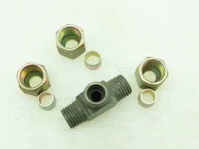 VOSS Steel Flareless Metric Union Tee Compression Fitting 8mm Tube  LOT OF 5