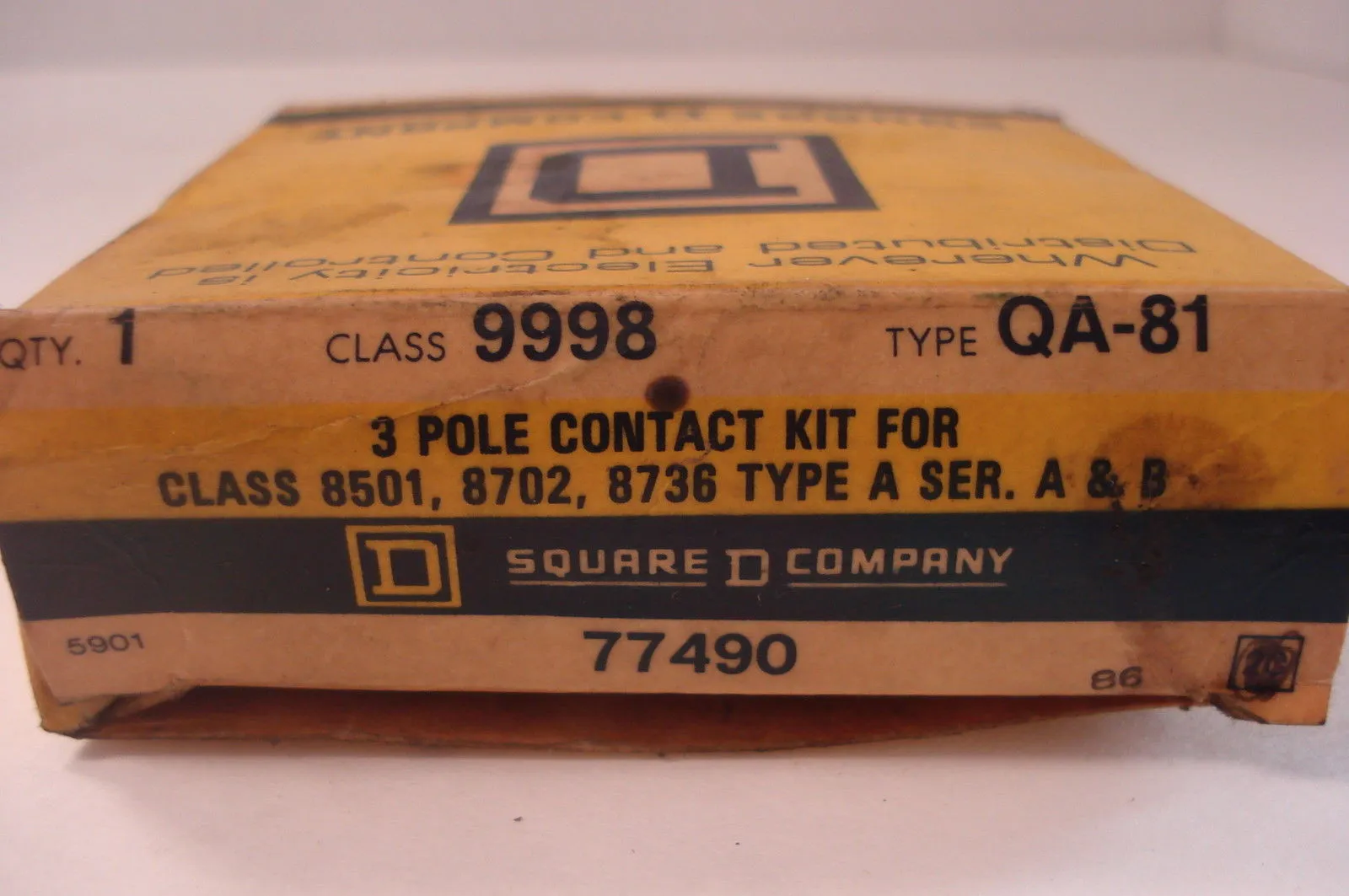 NEW SQUARE D 9998QA-81 3 POLE CONTACT KIT