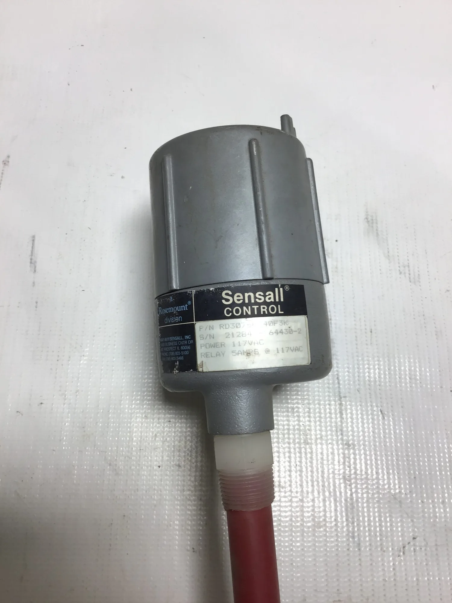 Rosemount RD307SKE40F3K Sensall Control Liquid Level Switch 117VAC 5Amps