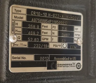 NEW GRUNDFOS CR 10-10 H-G22-A-V-HQQV