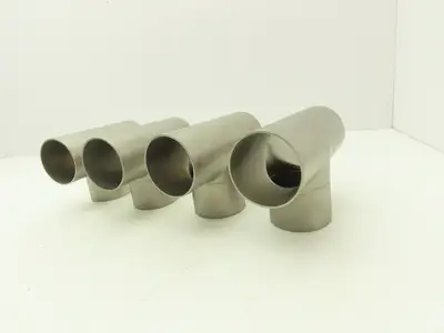 2-1/2" OD Tee Butt Weld Adapter Stainless Steel Tumble Finish A = 3 Lot of 4