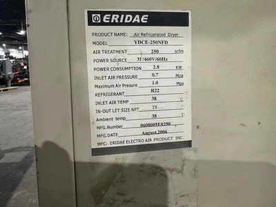 ERIDAE 250CFM AIR REFRIGERATED DRYER