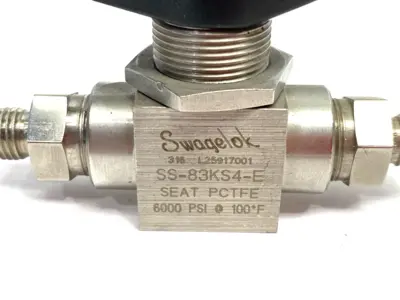USED SWAGELOK STAINLESS STEEL HIGH PRESSURE BALL VALVE, SEAT PCTFE, 6000PSI