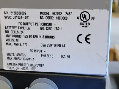Used AMETEK 680EC3-24SP Battery Chargers British Columbia CA | Lenmark #238403