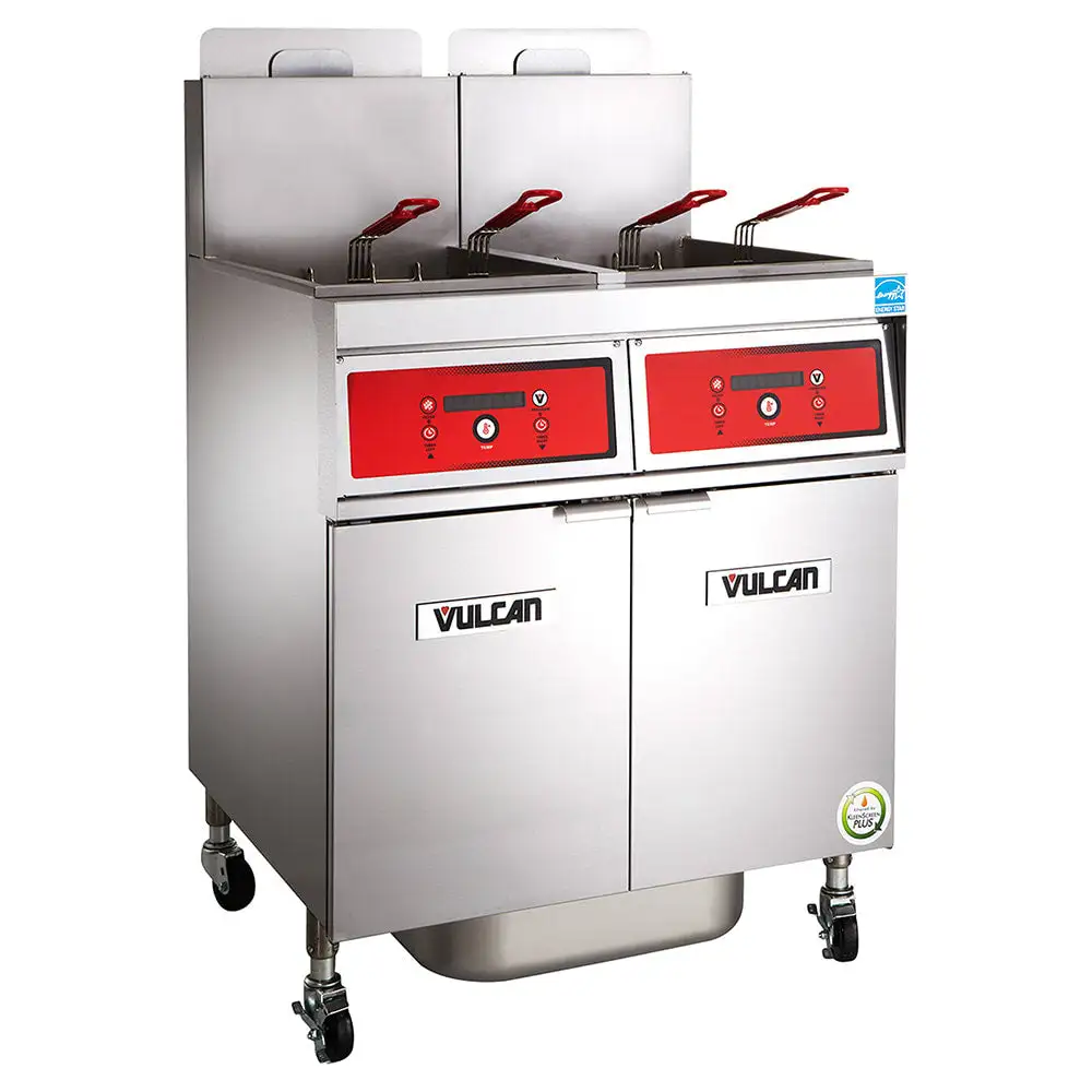 Vulcan 4VK85DF Gas Fryer - (4) 90 Lb Vats, Floor Model, Natural Gas