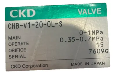 NEW CKD CHB-V1-20-0L-S BALL VALVE CHB-V1-20-0L-S-DC24V 4KB119-L CHBV1200LS
