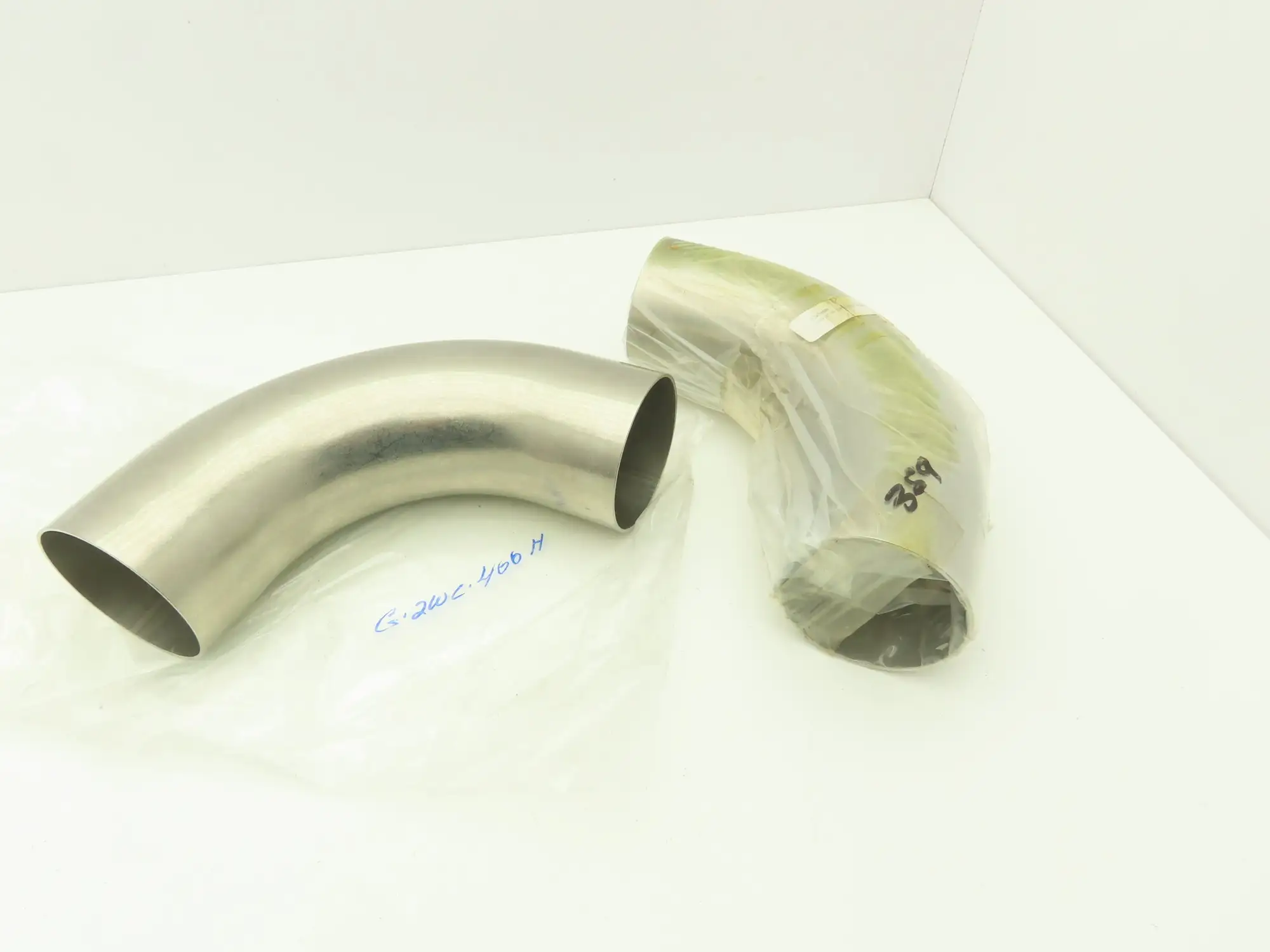 Pfeiffer 6-2WC-400H Vacuum Elbow 90 Deg Radius 4" W/ Extended Tangents Lot of 2