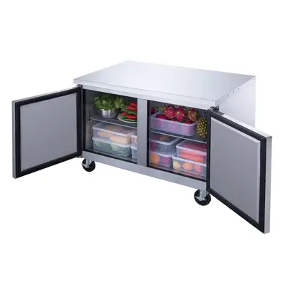 New | in-Stock Dukers New Dukers DUC48R 2-Door Undercounter Refrigerator in Stainless Steel Undercounter Refrigerators Illinois US | Falcon Restaurant Supply #1376261
