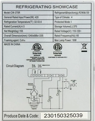 171-0029 48” Self Contained Full Service Bakery Display Cooler