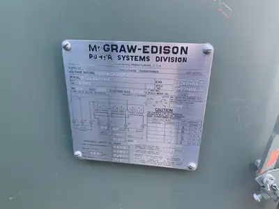 2000/2240 kVA Transformer, Pri. 25000 Volts, Sec. 480Y/277 Volts