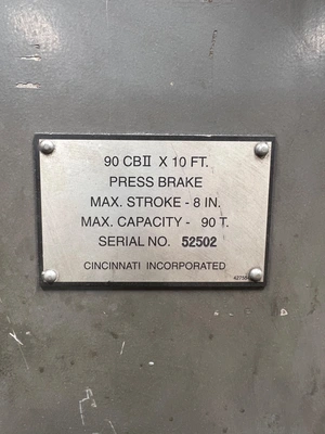 CINCINNATI 90CBII X 10 FT. BRAKES- PRESS, HYDRAULIC | Wheeler Machinery Sales (6)