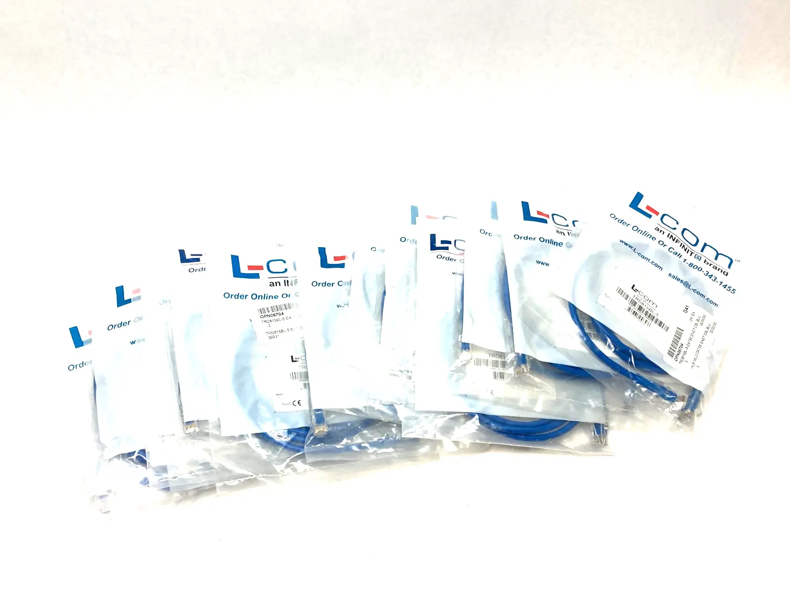 NEW L-COM ETHERNET PATCH CORD CAT5E BLUE