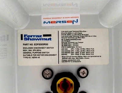 NEW MERSEN EDFS303RS0 DISCONNECT SWITCH ENCLOSURE