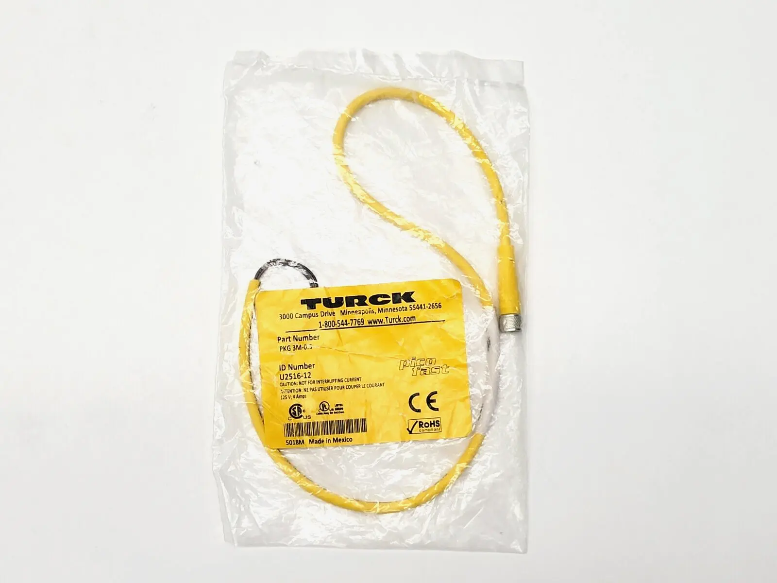 NEW TURCK M8, FEMALE, STRAIGHT, 3-PIN