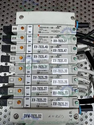 USED SMC EX-250-SDN1 INTERFACE SERIAL UNIT W/ 8 SMC VQ2A01N-5B- X65 SOLENOID VALVE