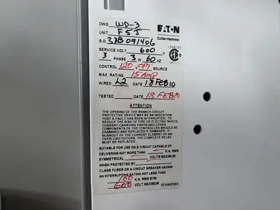 15A, 600V, 3-Ph MCC Disconnect Switch, Size 1 Bucket for Freedom 2100 MCC Frame