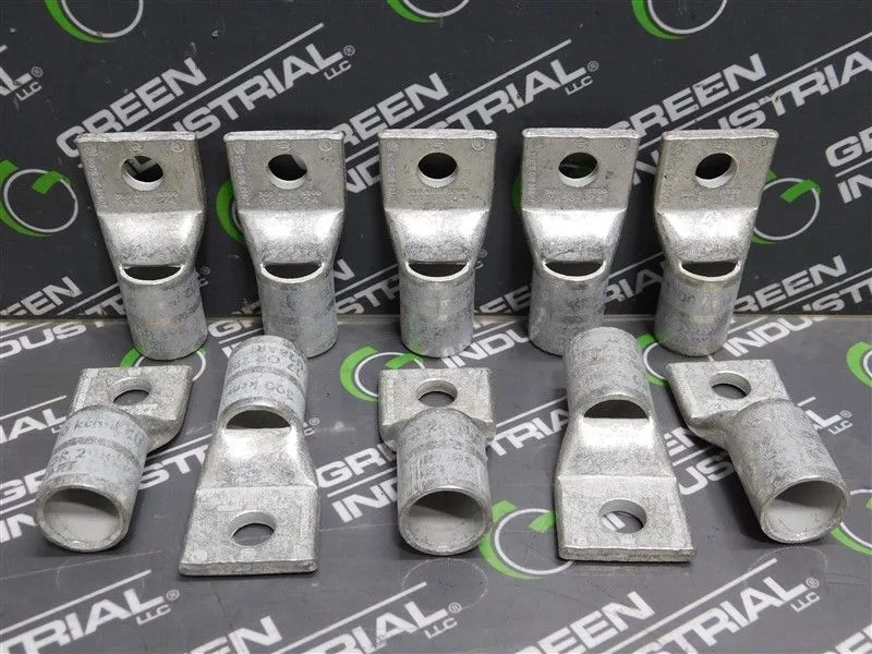 Lot of 10 Burndy YA30-L24 Standard Barrel Compression Terminals HYLUG Surplus