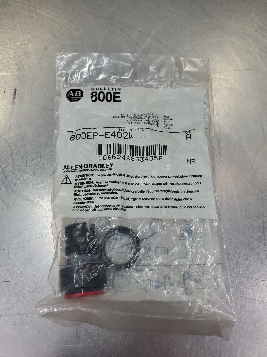 Allen Bradley 800EP-E402W Ser. A Extended Red Push Button. 4B-19