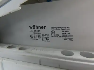 Wohner Copper Busbar 42" 3 Pole Supports w/Connection Set/Cover & Fuse Holder