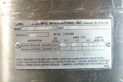 LANG STAR ELECTRIC 1-INCH-THICK GRIDDLE WITH HALF-SIZE CONVECTION OVEN MODEL RT30F-208VCF