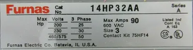 NEW FURNACE 14HP32BA STARTER 3 POLE SIZE 1
