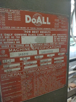 USED – DOALL 1612U